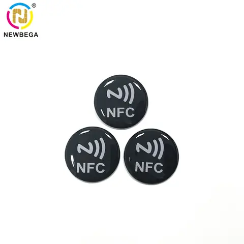 13.56Mhz Black NFC 216 Epoxy Card Rewritable Waterproof RFID Tag Dia 30mm Lable Sticker For All NFC Enabled Phone