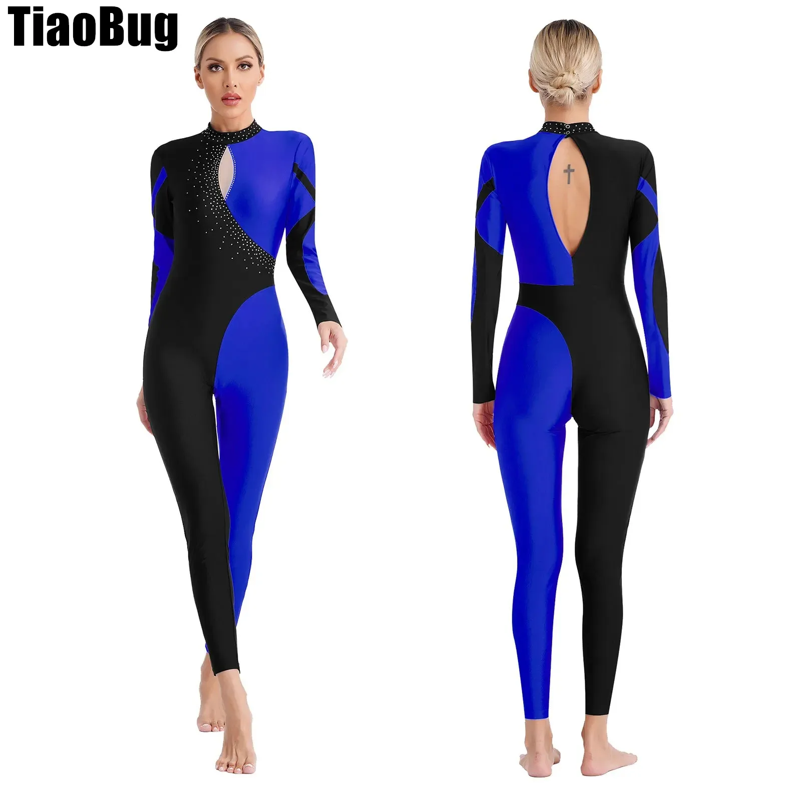 Womens Figure Skating Dance Bodysuit Contrast Color Patchwork Gymnastics Jumpsuit Glittery Rhinestones Keyhole Back Costume
Womens Figure Skating Dance Bodysuit Contrast Color Patchwork Gymnastics Jumpsuit Glittery Rhinestones Keyhole Back Costume