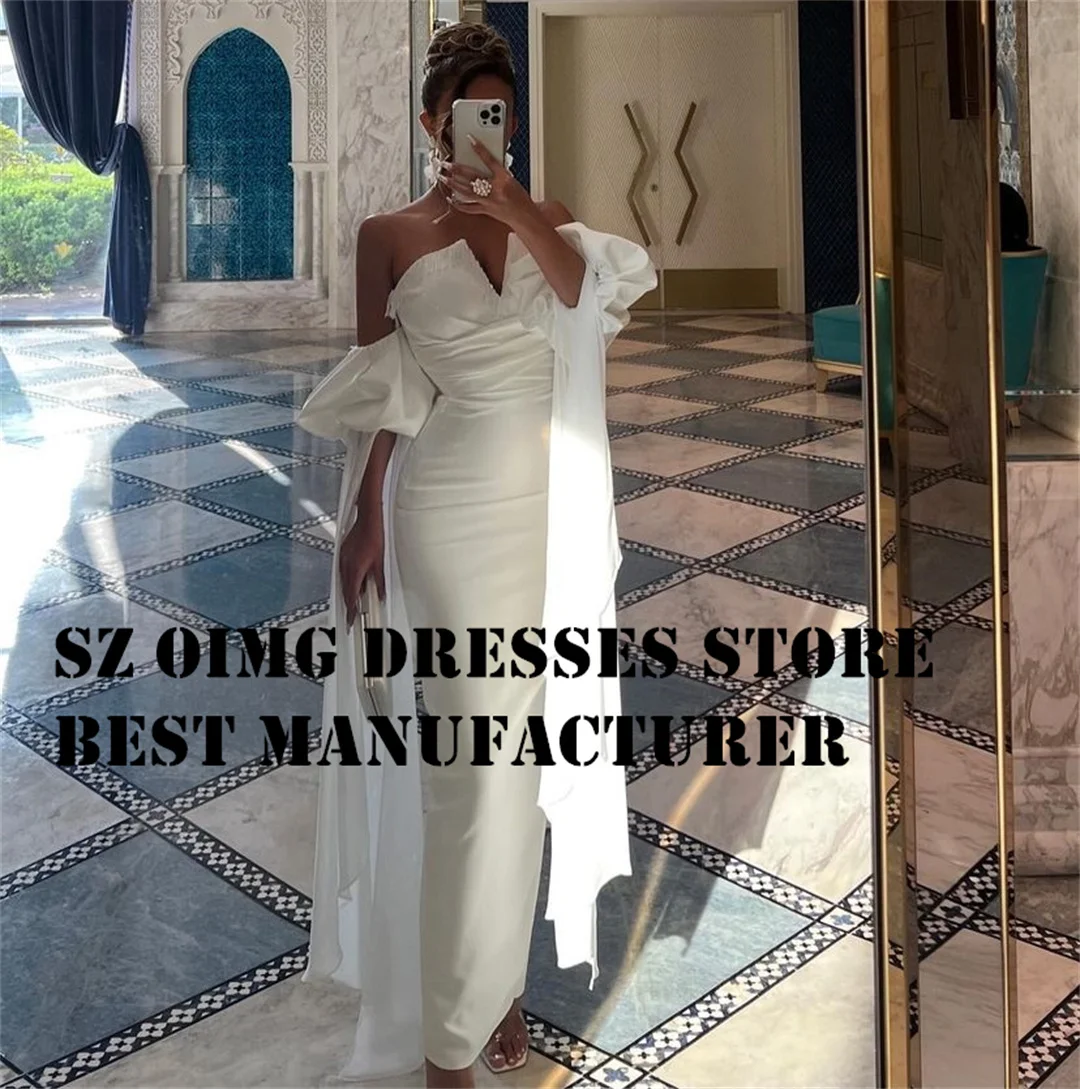 OIMGS Elegant Prom Dresse Long Sleeves Strapless Floor Length White Crepe Satin Beading Women Evening Gowns Formal Party Dress
OIMGS Elegant Prom Dresse Long Sleeves Strapless Floor Length White Crepe Satin Beading Women Evening Gowns Formal Party Dress