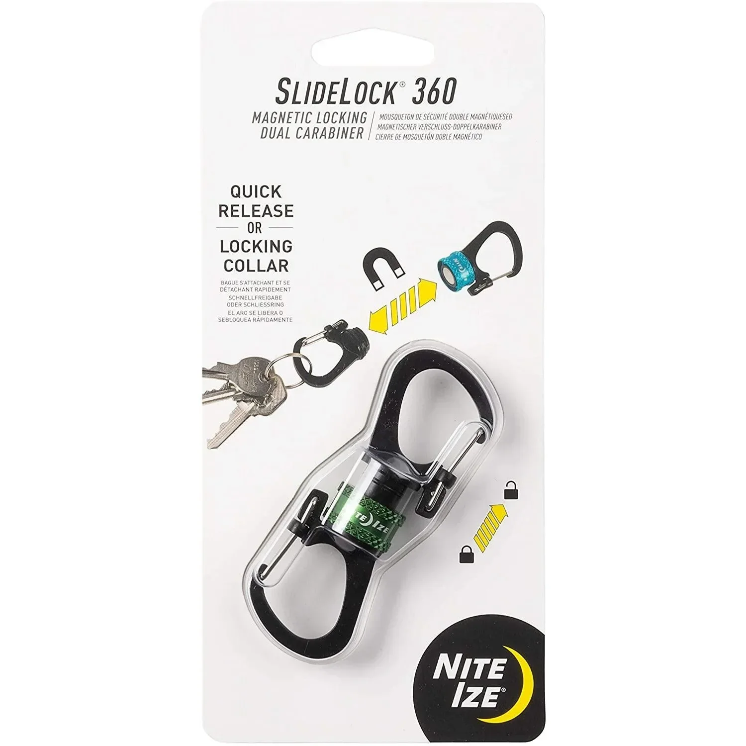 SlideLock 360° Magnetic Locking Dual Carabiner, Twist-to-Lock Collar for Separating Keys
SlideLock 360° Magnetic Locking Dual Carabiner, Twist-to-Lock Collar for Separating Keys