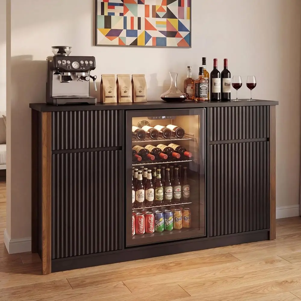 Mini Ridge Space Wine Bar Cabinet, Home Storage Sideboard with Liquor Rack and Shelves, 55.1 W Black
Mini Ridge Space Wine Bar Cabinet, Home Storage Sideboard with Liquor Rack and Shelves, 55.1 W Black