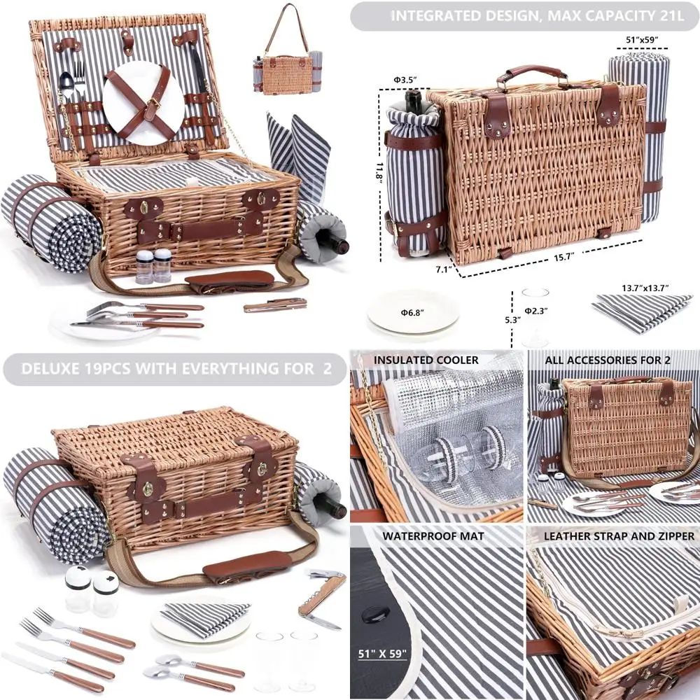 picnic basket with blanket and wine pouch for 2 wicker picnic set with insulated liner cooler bag hamper for camping,wedding - s
picnic basket with blanket and wine pouch for 2 wicker picnic set with insulated liner cooler bag hamper for camping,wedding - s