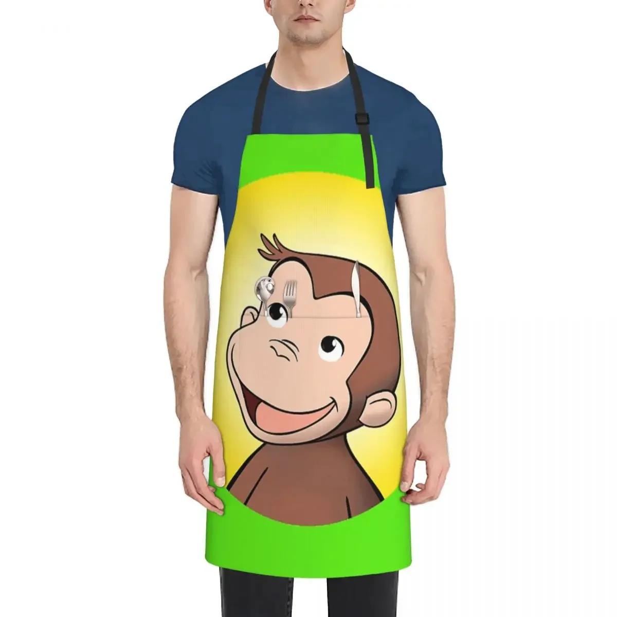 Фартук Curious George для шеф-повара, приготовления пищи, выпечки, столер, водонепроницаемый нагрудник, кухонный сарафан для уборки для женщин и мужчин, садоводства 
Фартук Curious George для шеф-повара, приготовления пищи, выпечки, столер, водонепроницаемый нагрудник, кухонный сарафан для уборки для женщин и мужчин, садоводства