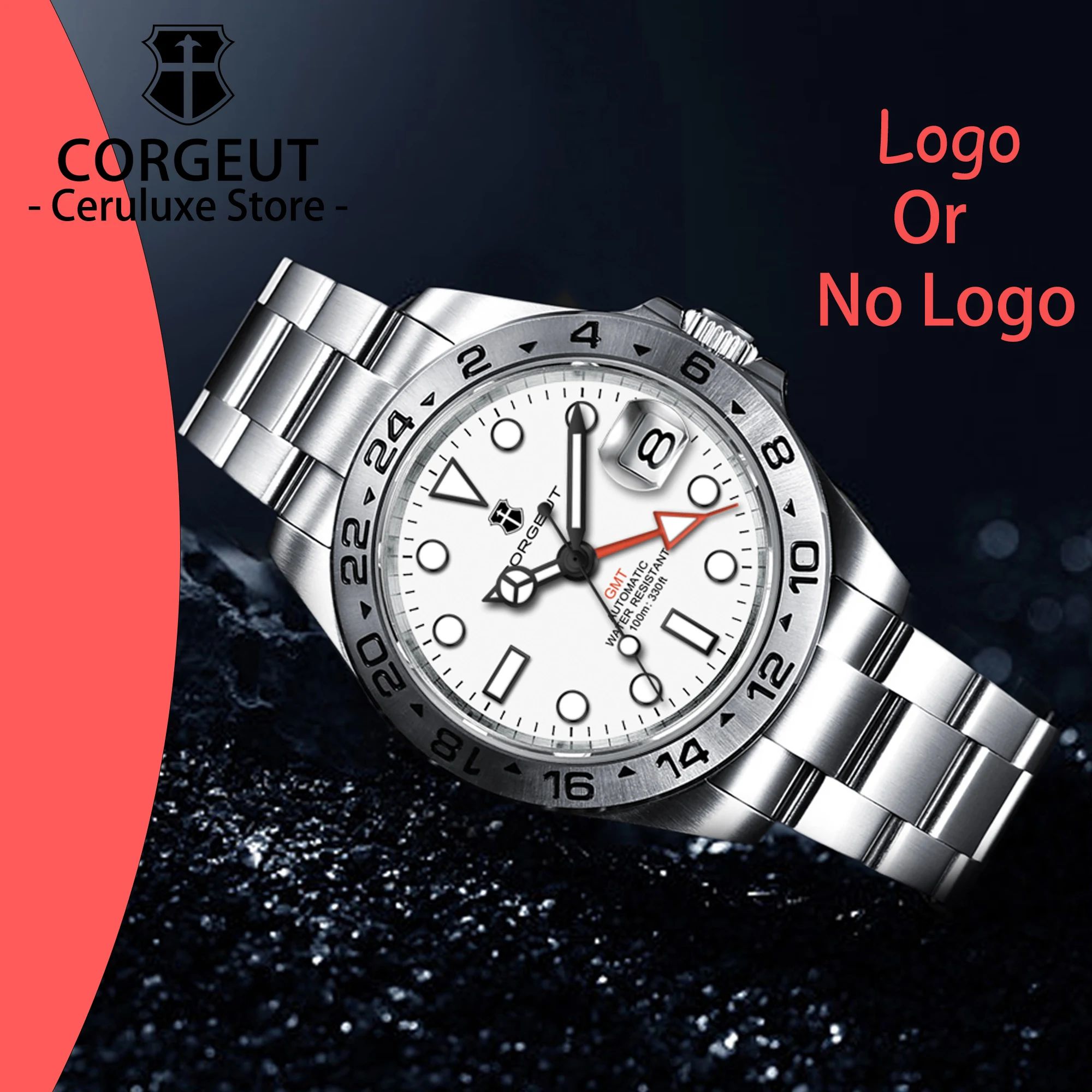 CORGEUT 40mm GMT NH34 Automatic Mechanical Men's Watches Sapphire Crystal Watch Luminous Markings Steel waterproof Watches
CORGEUT 40mm GMT NH34 Automatic Mechanical Men's Watches Sapphire Crystal Watch Luminous Markings Steel waterproof Watches
