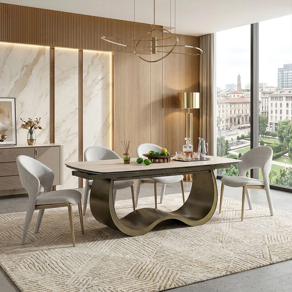 &c Luxury Extendable Elegant Modern Transformer Dining Table Extendable for Home Apartment Furniture Dining Table
&c Luxury Extendable Elegant Modern Transformer Dining Table Extendable for Home Apartment Furniture Dining Table