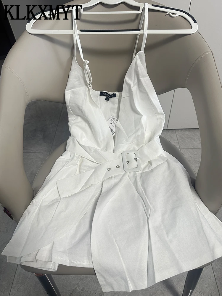 KLKXMYT Women's Sleeveless Dress Spring Summer New Elegant Deep V-Neck Mini Dress Sexy Fashionable Belt Ladies Dress
KLKXMYT Women's Sleeveless Dress Spring Summer New Elegant Deep V-Neck Mini Dress Sexy Fashionable Belt Ladies Dress