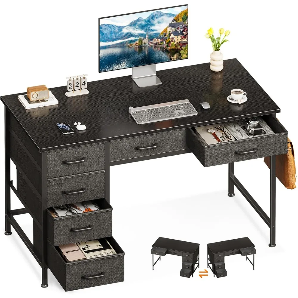 Computer Desk with 6 Drawers, 40 Inch Small Desk with Storage, Reversible Desk with Headphone Hook for Home Office, Work Study
Computer Desk with 6 Drawers, 40 Inch Small Desk with Storage, Reversible Desk with Headphone Hook for Home Office, Work Study