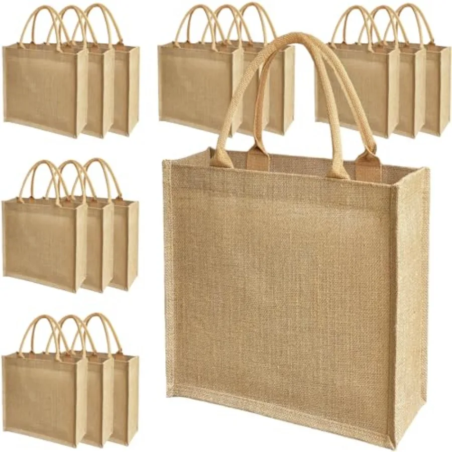 15pcs Reusable Burlap Bags Jute Tote Bags 12x13x7 Inches gift bag Waterproof for Wedding Favors Beach Grocery Shopping DIY Craf
15pcs Reusable Burlap Bags Jute Tote Bags 12x13x7 Inches gift bag Waterproof for Wedding Favors Beach Grocery Shopping DIY Craf