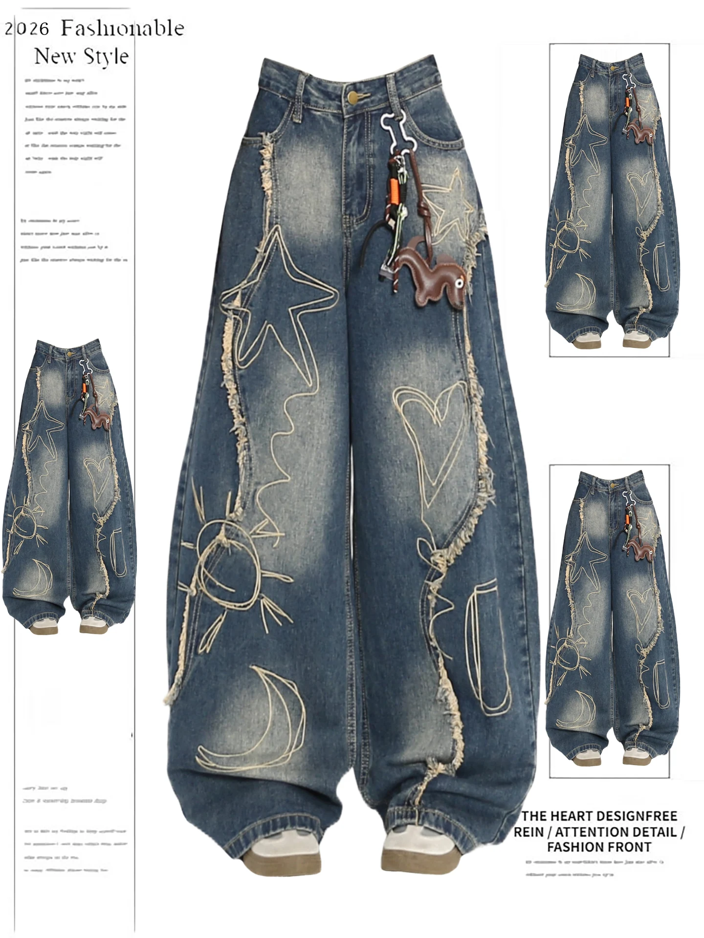 Retro Sle High Waist Wide Leg Jeans Women's Blue Frayed Spring New Loose Fitting Bf Korean Street Sle Hot Girl
Retro Sle High Waist Wide Leg Jeans Women's Blue Frayed Spring New Loose Fitting Bf Korean Street Sle Hot Girl