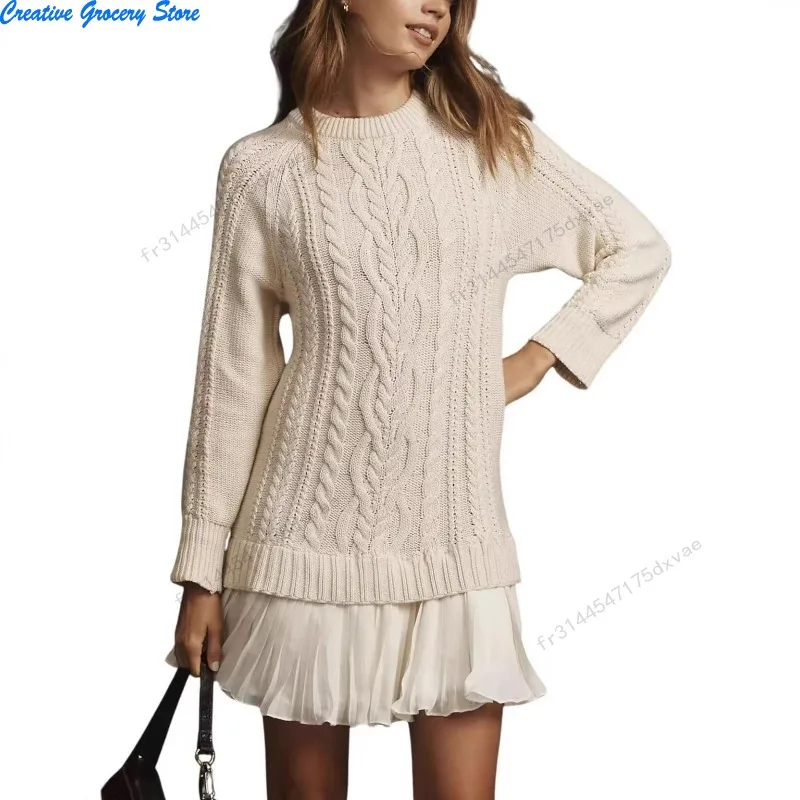 Зима 2025 года, вязаное платье-свитер с длинными рукавами, женские шифоновые плиссированные платья с рюшами, осеннее однотонное теплое платье-пуловер трапециевидной формы
Зима 2025 года, вязаное платье-свитер с длинными рукавами, женские шифоновые плиссированные платья с рюшами, осеннее однотонное теплое платье-пуловер трапециевидной формы