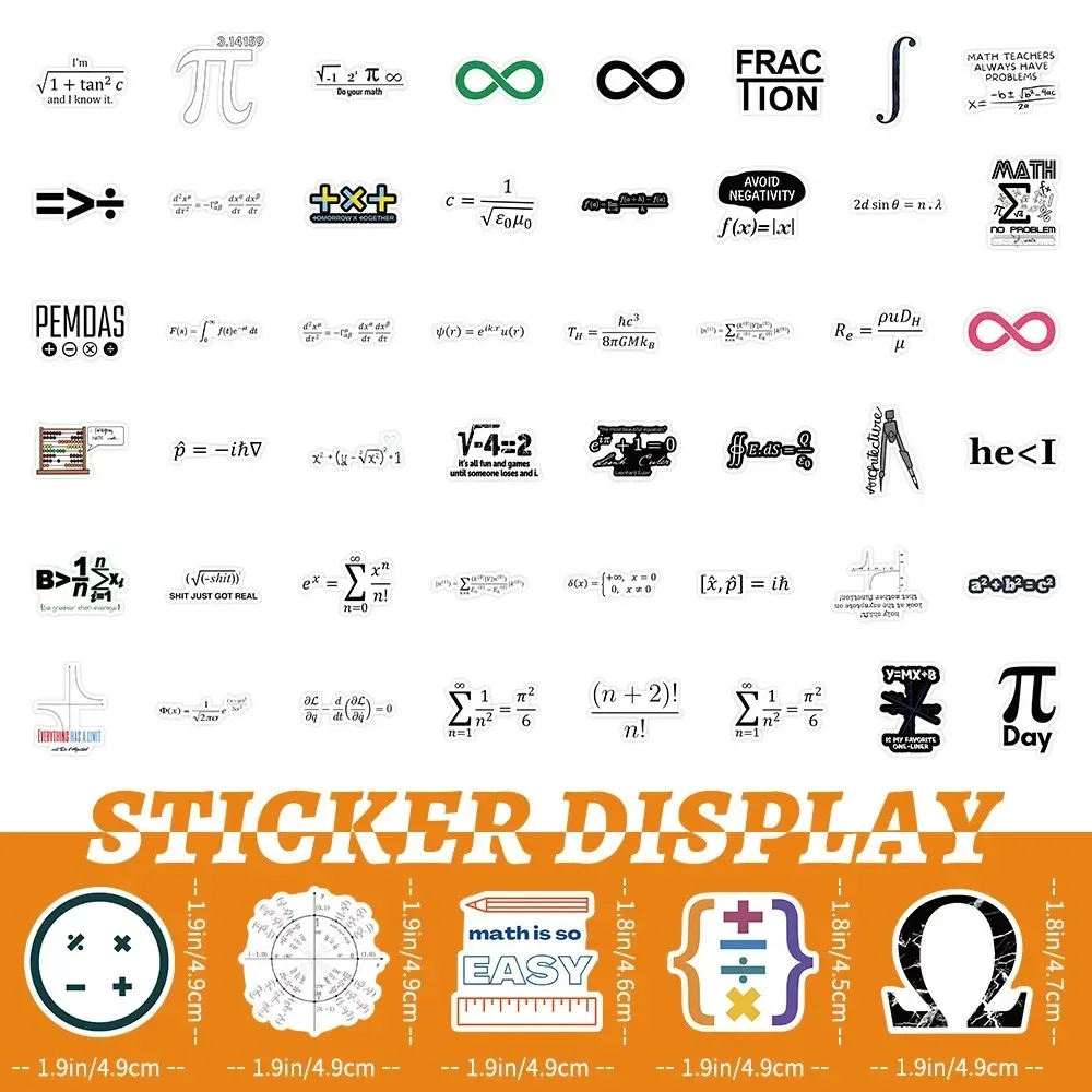 10/50/100PCS Mathematical Formula Sticker Science Chemistry Lab Brain DIY Toys for Bottle Scrapbook Travel Bag Aesthetic Decals
10/50/100PCS Mathematical Formula Sticker Science Chemistry Lab Brain DIY Toys for Bottle Scrapbook Travel Bag Aesthetic Decals