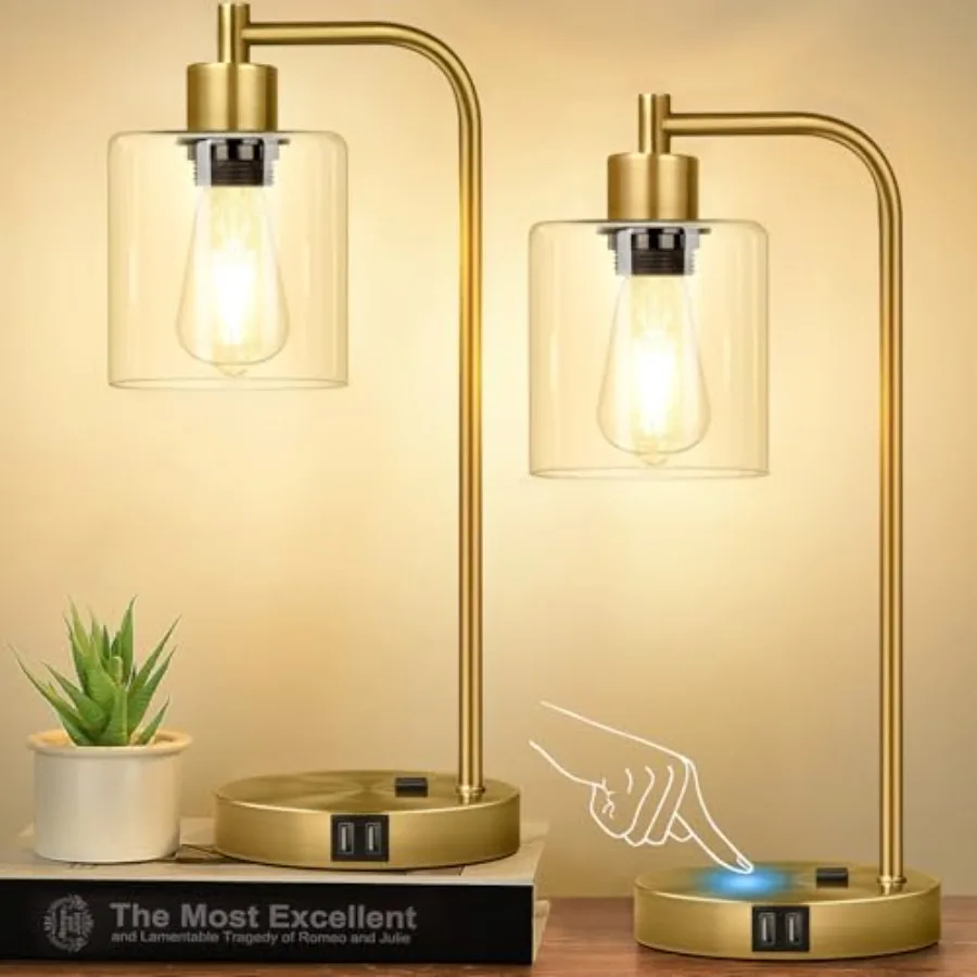 Industrial Touch Table Lamps Set of 2-2 USB Ports and AC Outlet Nightstand Lamps, 3-Way Dimmable Bedside Desk Lamp for Living R
Industrial Touch Table Lamps Set of 2-2 USB Ports and AC Outlet Nightstand Lamps, 3-Way Dimmable Bedside Desk Lamp for Living R