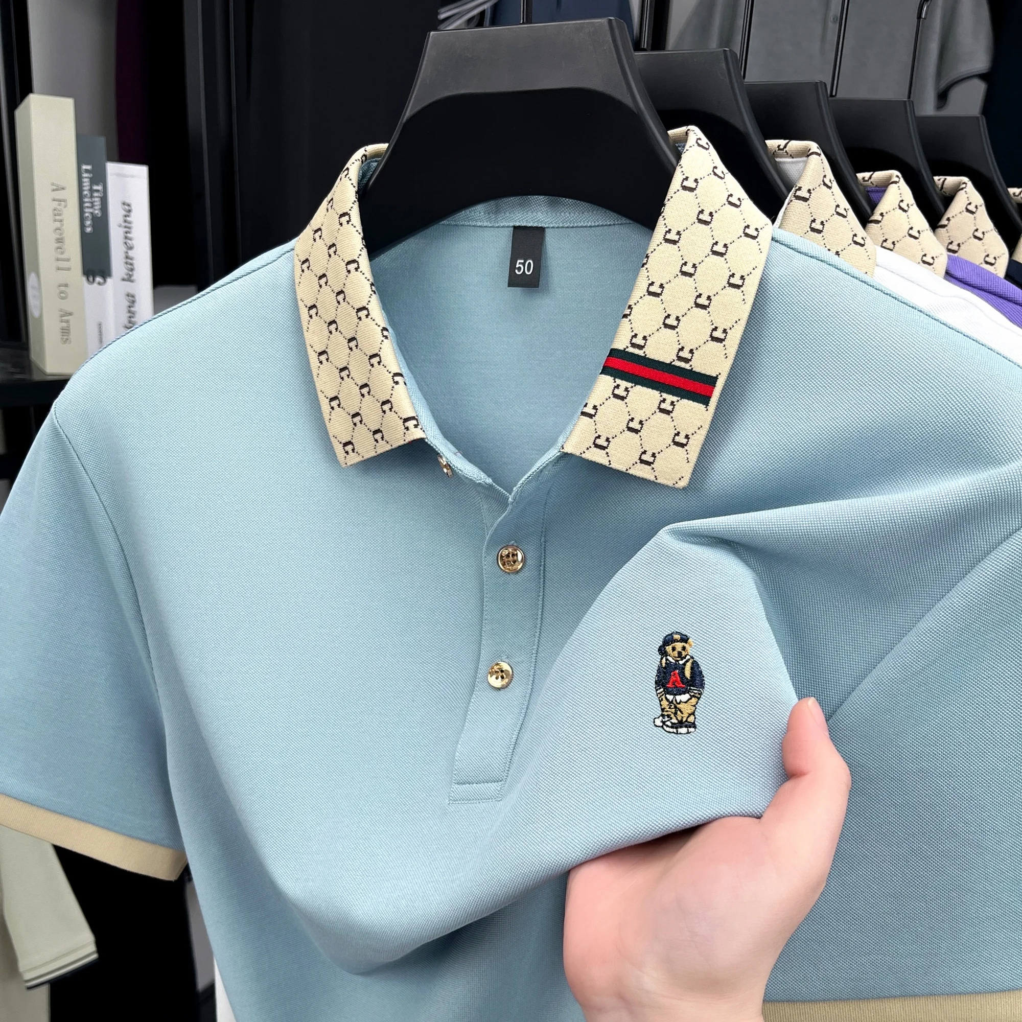 High end brand comfortable cotton men's short sleeve polo shirt summer fashion original lucky bear embroidery golf top T-shirt
High end brand comfortable cotton men's short sleeve polo shirt summer fashion original lucky bear embroidery golf top T-shirt