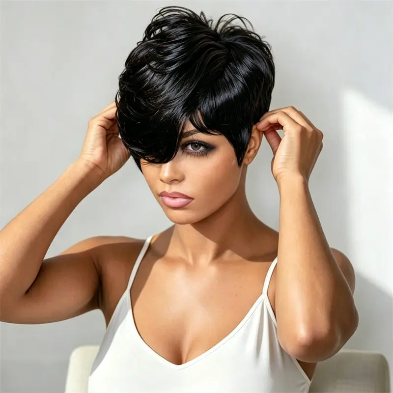 Short Wig for Women Full Machine Made Pixie Cut Wig With Bangs Human Hair Soft Smooth Easy Wear Fashion Style Daily Party Use
Short Wig for Women Full Machine Made Pixie Cut Wig With Bangs Human Hair Soft Smooth Easy Wear Fashion Style Daily Party Use