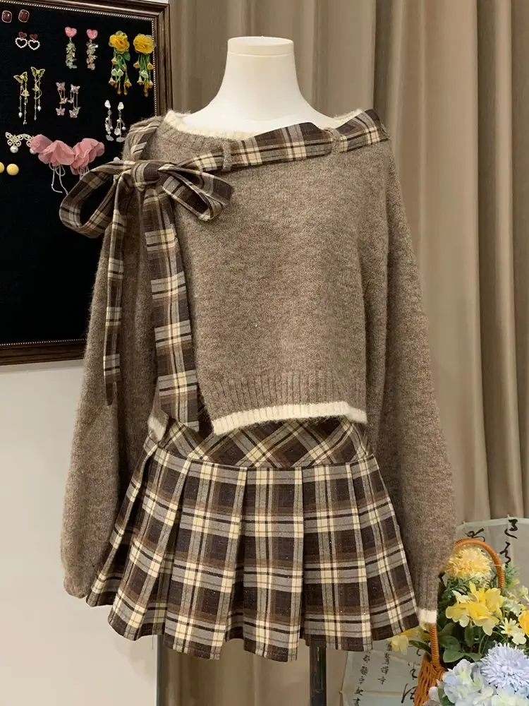 Japan Retro Age-Reducing Bow Sweater + British Plaid Pleated Skirt Autumn And Winter Suit For Women 2026 New
Japan Retro Age-Reducing Bow Sweater + British Plaid Pleated Skirt Autumn And Winter Suit For Women 2026 New