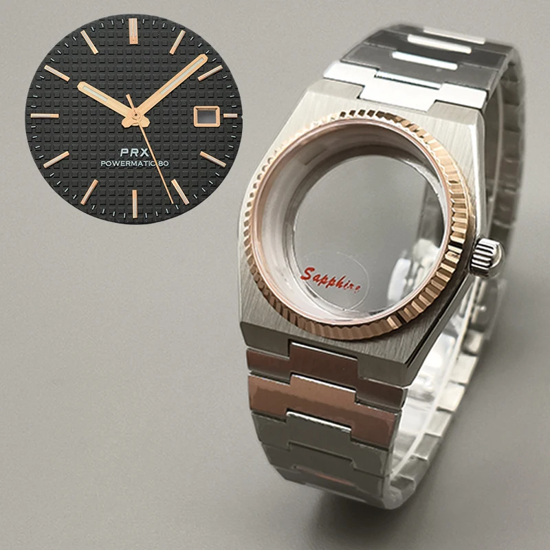 Rose Gold 40mm PRX Super Player Watch Gear Case Fits 7S26 NH35 NH36 NH38 4R Movement Sapphire Glass Multi-Color Dial Hands Parts
Rose Gold 40mm PRX Super Player Watch Gear Case Fits 7S26 NH35 NH36 NH38 4R Movement Sapphire Glass Multi-Color Dial Hands Parts