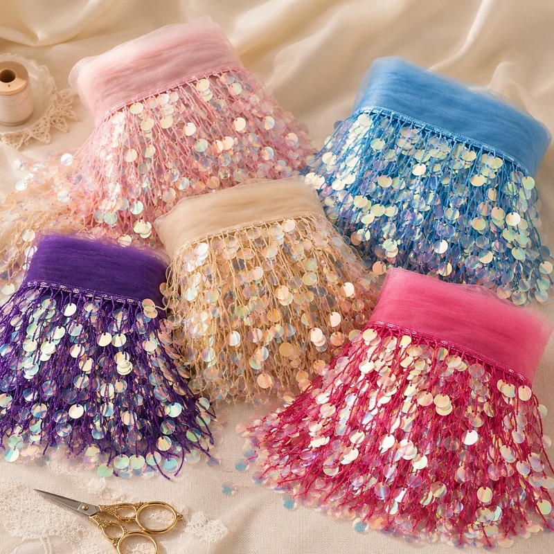 6/9Yards 17cm Sequin Tassel Fringe Lace Trim Polyester Ribbon for Latin Stage Clothes Dress Home Textile Decor Sewing Applique
6/9Yards 17cm Sequin Tassel Fringe Lace Trim Polyester Ribbon for Latin Stage Clothes Dress Home Textile Decor Sewing Applique