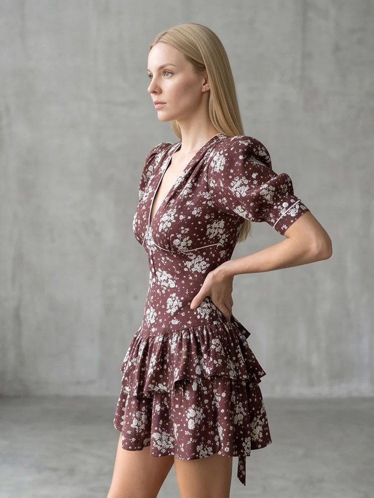 V-neck Floral Print Women Summer Dresses Puff Sleeve High Waist Ruffle Hem Dress Elegant Fashion Casual Holiday Street Vestidos
V-neck Floral Print Women Summer Dresses Puff Sleeve High Waist Ruffle Hem Dress Elegant Fashion Casual Holiday Street Vestidos