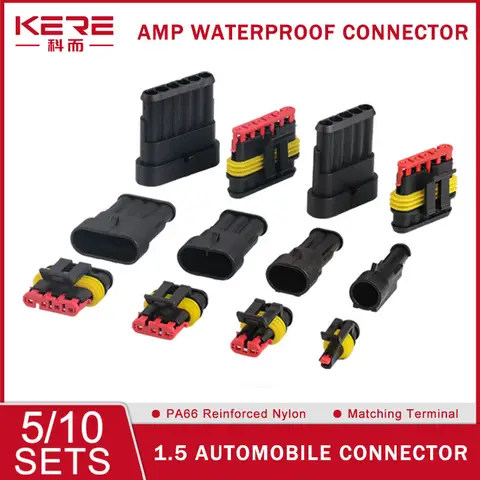 20/50/100Sets 1,5 Serie AMP Automobilanschlüsse 1/2/3/4/5/6 Pin Super Seal Wasserdichter elektrischer Kabelstecker PA66 Nylon