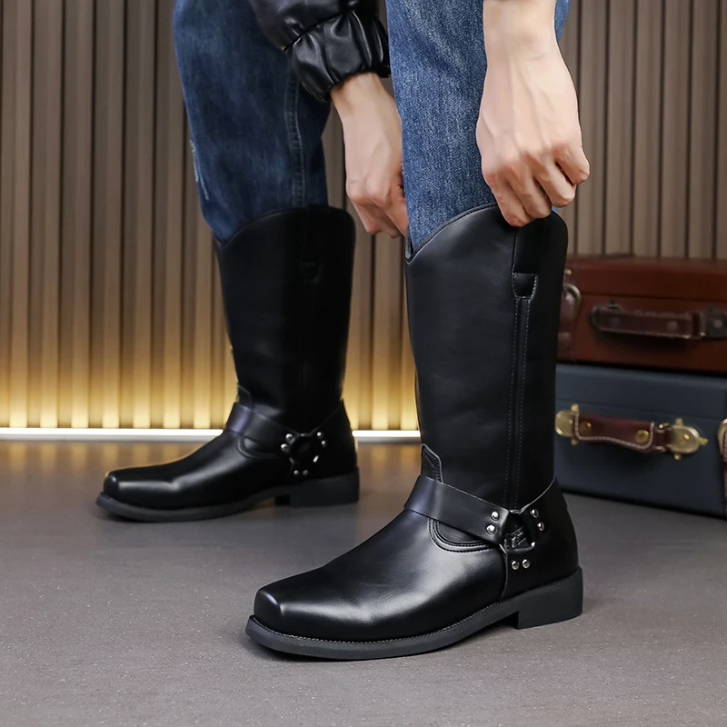 Retro Cowboy Mid Calf Western Pu Leather Man Slip on Shoes Plus Size 38-46 Zapatos Hombre Chelsea Men Winter Knight Booties
Retro Cowboy Mid Calf Western Pu Leather Man Slip on Shoes Plus Size 38-46 Zapatos Hombre Chelsea Men Winter Knight Booties