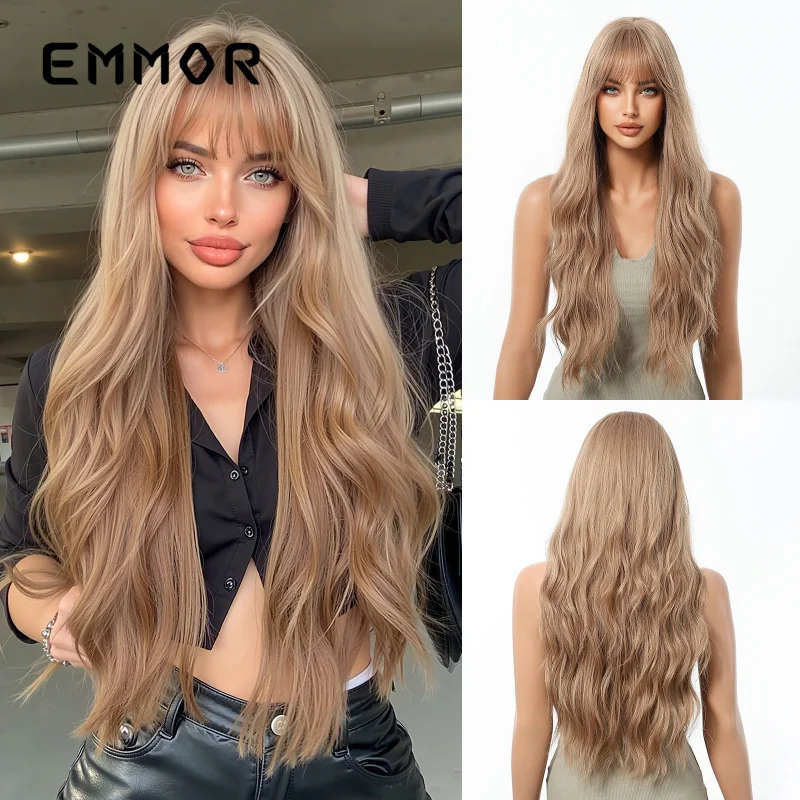 New air bangs style milk tea brown large wavy long curly hair wig full head hairstyle wigs
New air bangs style milk tea brown large wavy long curly hair wig full head hairstyle wigs