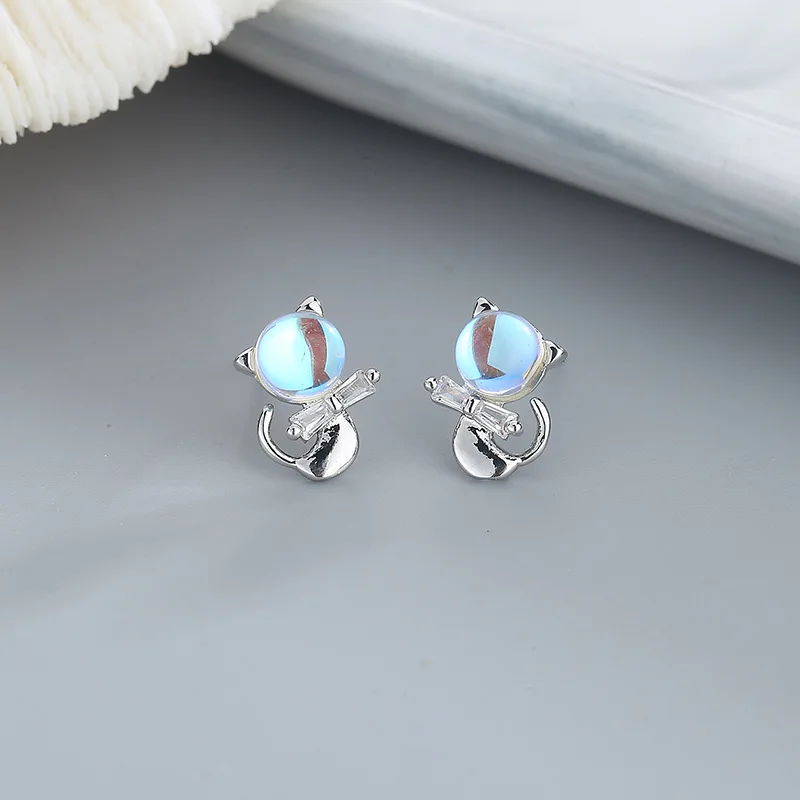 Charm Silver Color Moonstone Cat Stud Earrings Simple Cute Kitten Crystal Earrings for Women Girl's Daily Ear Jewelry Gifts
Charm Silver Color Moonstone Cat Stud Earrings Simple Cute Kitten Crystal Earrings for Women Girl's Daily Ear Jewelry Gifts