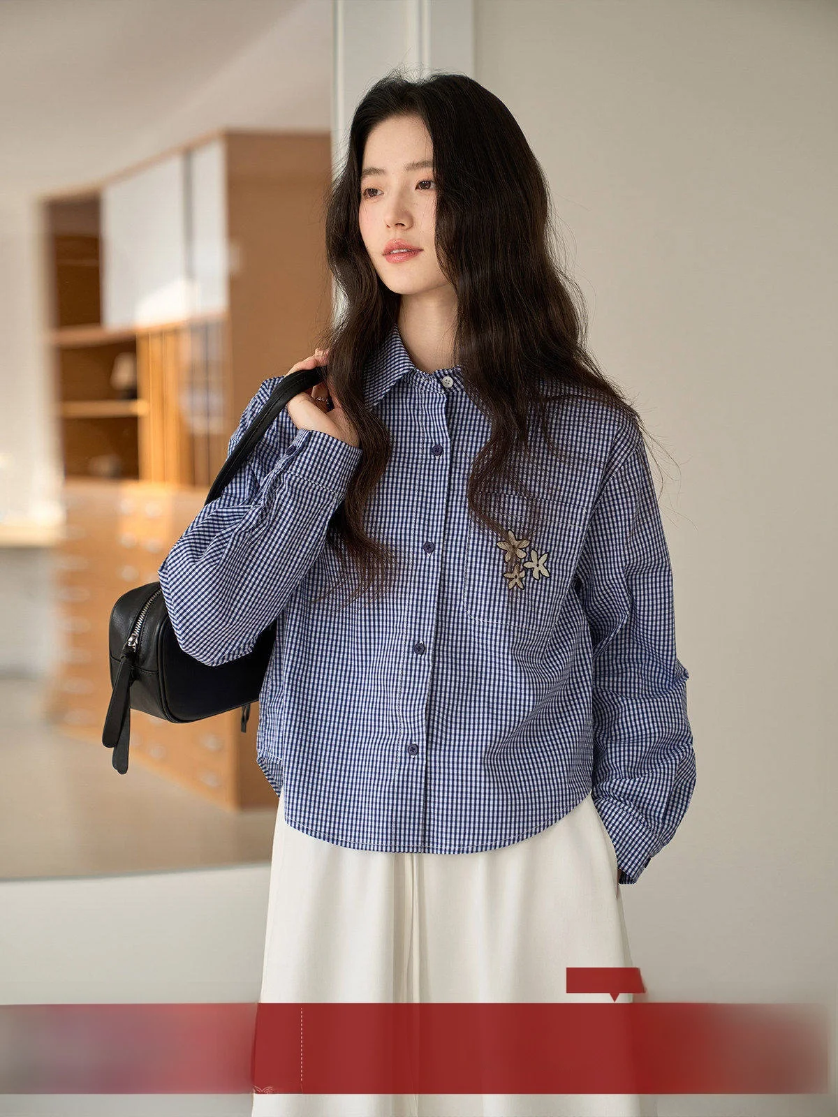 Blue Plaid Long Sve Embroidered Loose Fit irt Women's Spring Faionable Versatile Contrast Color Blouse Commute Sle
Blue Plaid Long Sve Embroidered Loose Fit irt Women's Spring Faionable Versatile Contrast Color Blouse Commute Sle