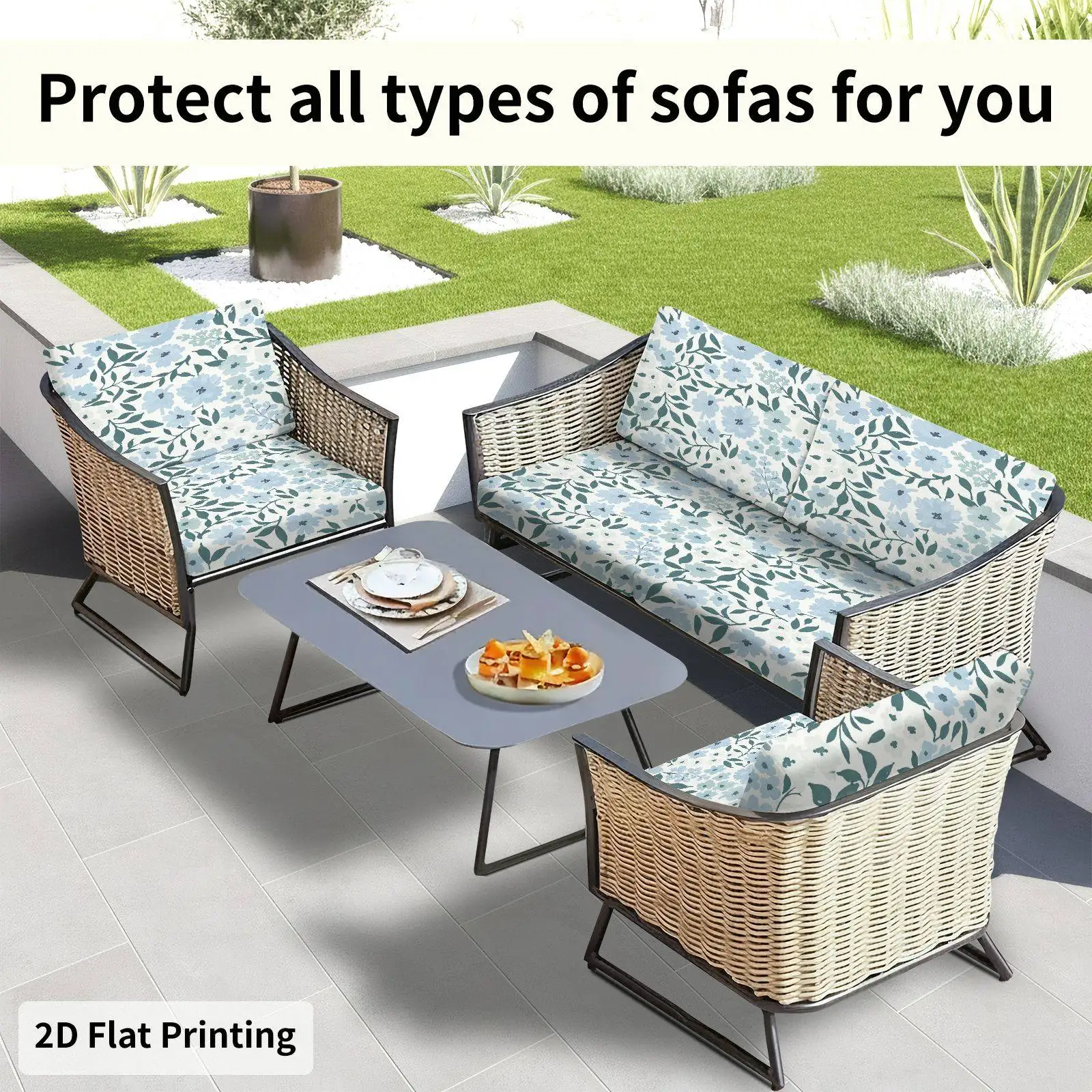 6/8pcs Blue Leaf Floral Print Outdoor Sectional Cushion Covers For Patio
6/8pcs Blue Leaf Floral Print Outdoor Sectional Cushion Covers For Patio