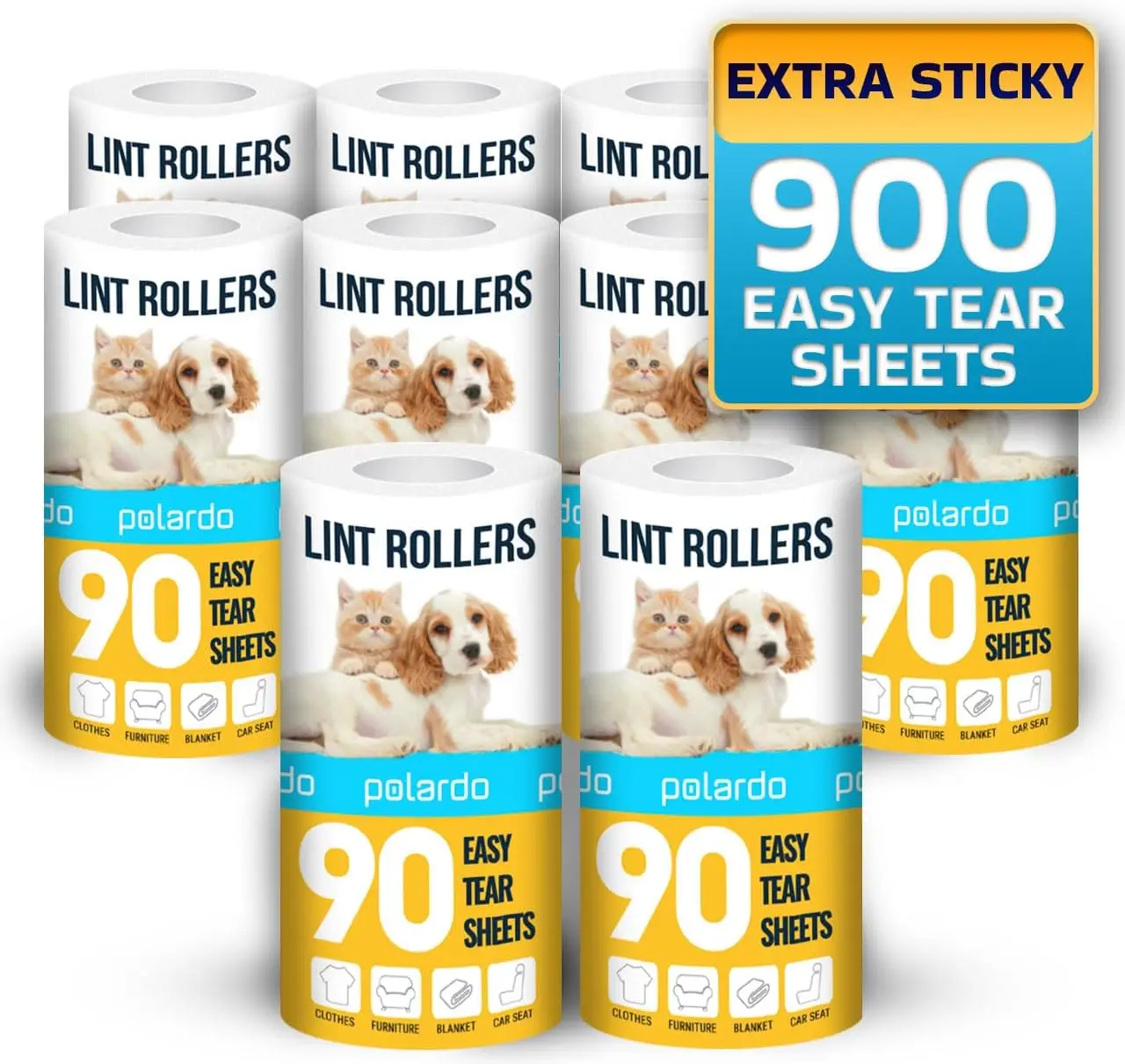 900 Sticky Sheets Lint Roller, 10 Refills, Pet Hair Remover for Clothes, Furniture & Carpet
900 Sticky Sheets Lint Roller, 10 Refills, Pet Hair Remover for Clothes, Furniture & Carpet