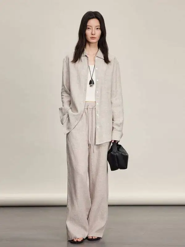 Ladies Summer Lightweight Cotton Linen Shirt Wide Leg Pants Two Piece Set Casual Fashionable Commute Ensemble Loose Fit
Ladies Summer Lightweight Cotton Linen Shirt Wide Leg Pants Two Piece Set Casual Fashionable Commute Ensemble Loose Fit