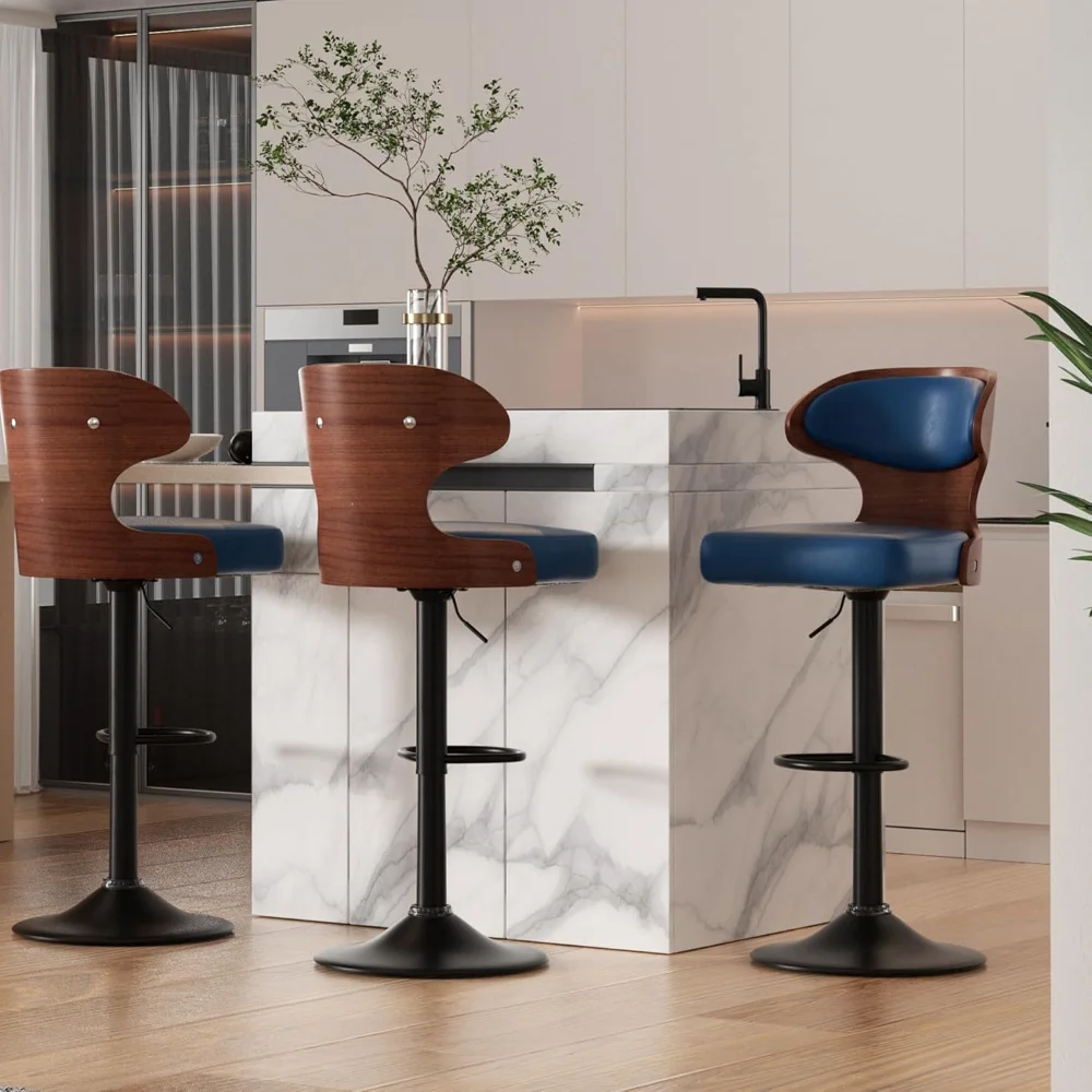 Bar Stools Set of 3 Seat Adjustable Height 24.5-33.5IN - Bentwood Swivel Barstools with Back & Footrest - PU Leather Upholstered
Bar Stools Set of 3 Seat Adjustable Height 24.5-33.5IN - Bentwood Swivel Barstools with Back & Footrest - PU Leather Upholstered