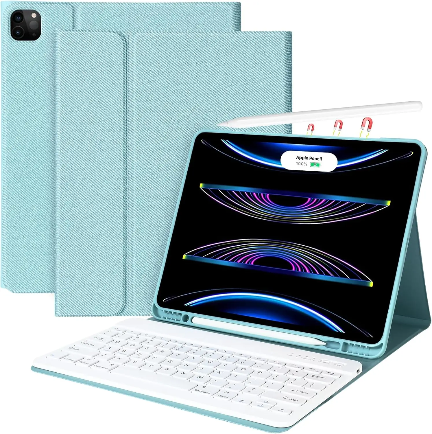 Keyboard Case for iPad Air 13" M4/M3/M2 & Pro 12.9" 6th/5th Gen, Detachable Bluetooth Keyboard, Magnetic Folio, Lake Blue
Keyboard Case for iPad Air 13" M4/M3/M2 & Pro 12.9" 6th/5th Gen, Detachable Bluetooth Keyboard, Magnetic Folio, Lake Blue