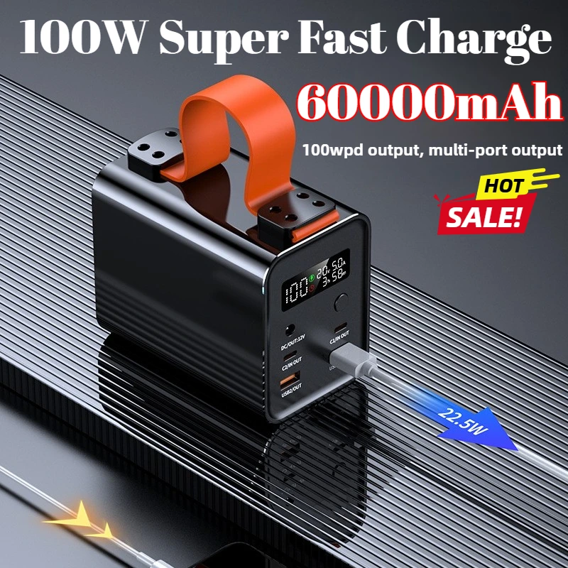 100W Power Bank 60000mAh Portable USB C PD QC DC Fast Charging Large Capacity External Battery For iPhone Samsung Xiaomi Laptop
100W Power Bank 60000mAh Portable USB C PD QC DC Fast Charging Large Capacity External Battery For iPhone Samsung Xiaomi Laptop