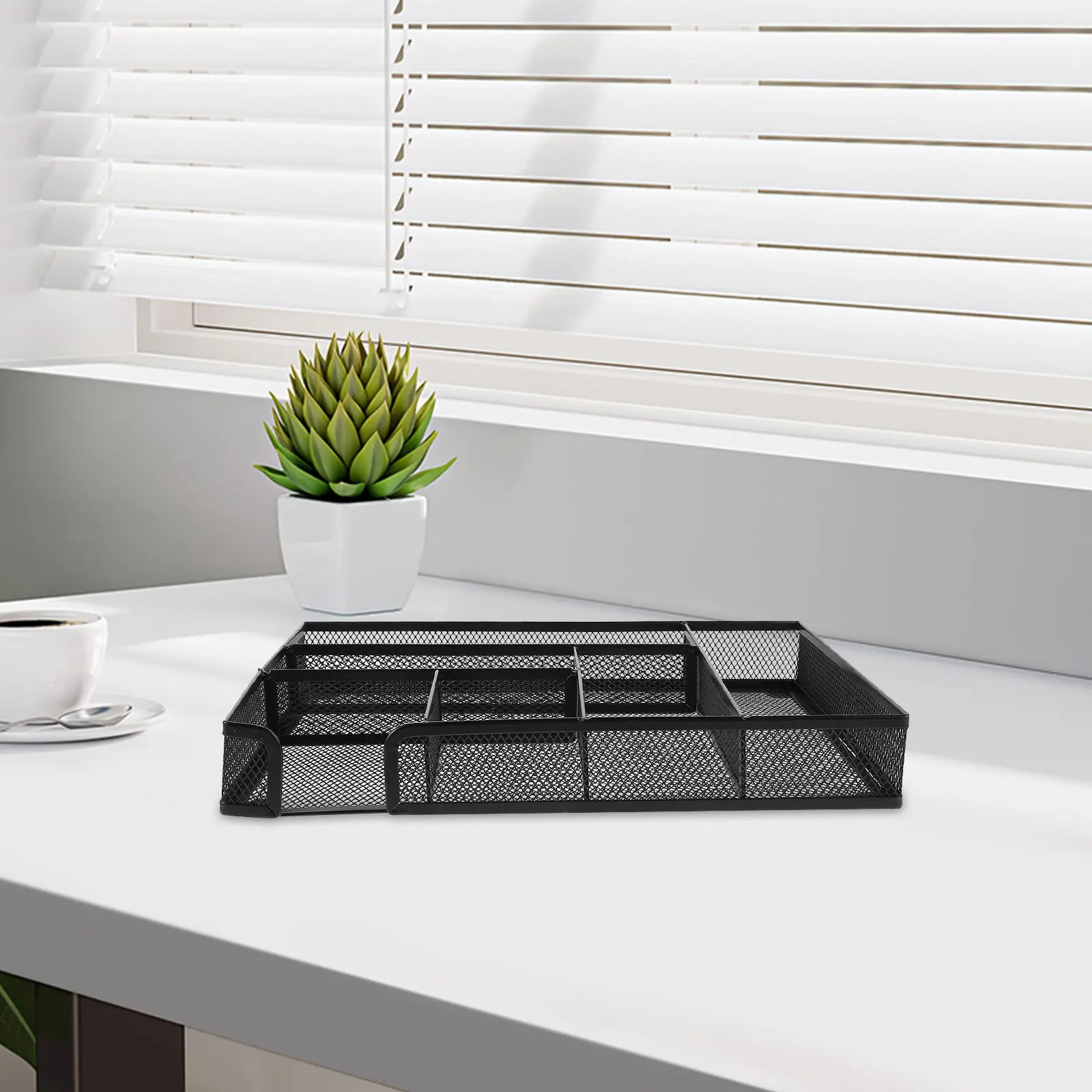 Desktop Organizer Mesh Metal Storage Tray Black Six Compartments Office Supplies Desktop Accessories Makeup
Desktop Organizer Mesh Metal Storage Tray Black Six Compartments Office Supplies Desktop Accessories Makeup
