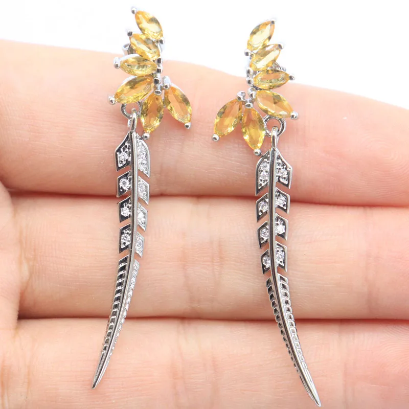 50x12mm High Trendy Polished Pink Kunzite Golden Citrine CZ Woman's Wedding Silver Earrings
50x12mm High Trendy Polished Pink Kunzite Golden Citrine CZ Woman's Wedding Silver Earrings