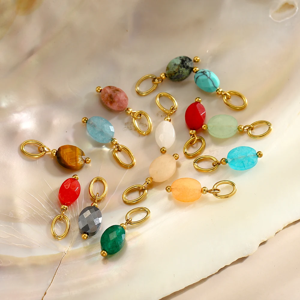 CARLIDANA Beautiful Handmade Colorful Natural Stone With Stainless Steel Gold Plated Bead Pendant Accessory DIY Necklace
CARLIDANA Beautiful Handmade Colorful Natural Stone With Stainless Steel Gold Plated Bead Pendant Accessory DIY Necklace