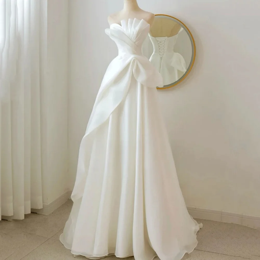Customized Elegant White Lace Up Prom Dresses Strapless Chiffon Party Gowns A Line Evening Dress New Vestidos De Verano
Customized Elegant White Lace Up Prom Dresses Strapless Chiffon Party Gowns A Line Evening Dress New Vestidos De Verano