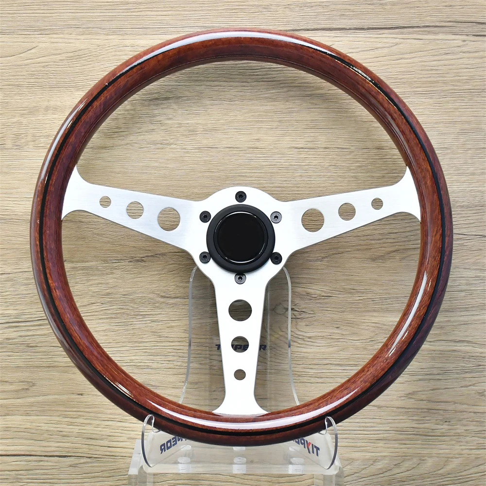 14" Classic Wood Grain Steering Wheel Silver 3 Spokes Anti-Slip Falt Bracket Racing Steering Wheel With Black Lines
14" Classic Wood Grain Steering Wheel Silver 3 Spokes Anti-Slip Falt Bracket Racing Steering Wheel With Black Lines