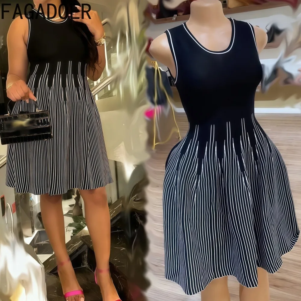 FAGADOER Knit Stripes Bodycon Dresses Women Sleeveless Stretchy O Neck Patchwork Dress Lady Elegant Vintage Vestidos Spring New
FAGADOER Knit Stripes Bodycon Dresses Women Sleeveless Stretchy O Neck Patchwork Dress Lady Elegant Vintage Vestidos Spring New