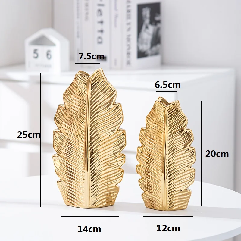25CM Gold Plated Leaf Ceramic Vase Home Decor Creative Design Porcelain Decorative Flower Vase For Wedding Decoration
25CM Gold Plated Leaf Ceramic Vase Home Decor Creative Design Porcelain Decorative Flower Vase For Wedding Decoration