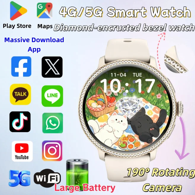 H80 Lady Smart Watch 4G/5G SIM Card 1.65''AMOLED 480*480 950mAh Video Call WIFI GPS Women Men Dual System Google Play Maps
H80 Lady Smart Watch 4G/5G SIM Card 1.65''AMOLED 480*480 950mAh Video Call WIFI GPS Women Men Dual System Google Play Maps