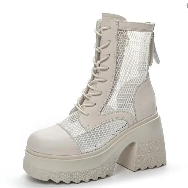 10cm New Air Mesh Breathable Motorcycle Ankle Boots Genuine Leather Shoes Fashion Sandals Summer Ladies Hollow Boots Woman
10cm New Air Mesh Breathable Motorcycle Ankle Boots Genuine Leather Shoes Fashion Sandals Summer Ladies Hollow Boots Woman