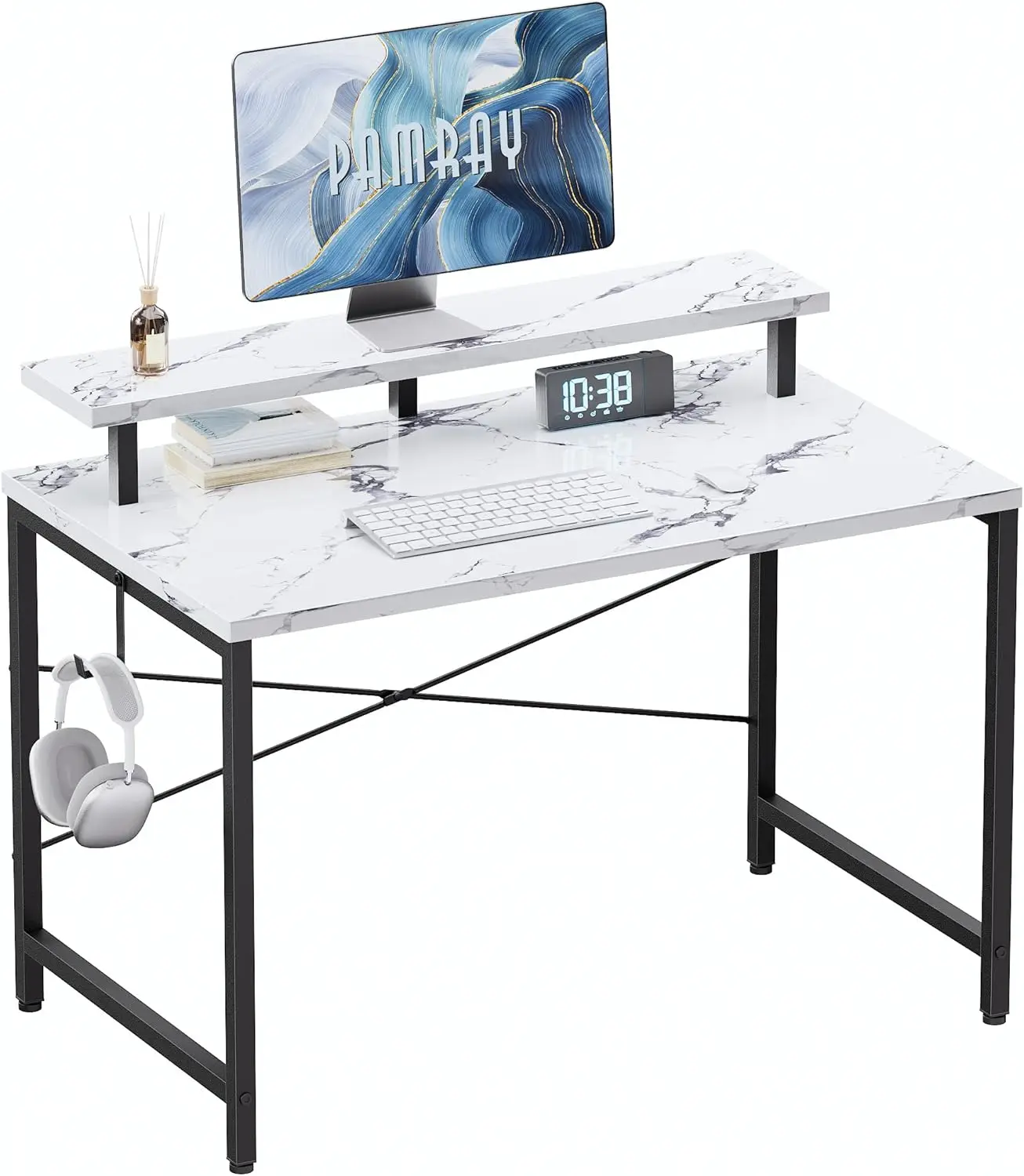 32 Inch Small Computer Desk with Monitor Stand, Office Desk with Headphone Hook for Small Spaces, Kids Study Writing Table, Marble
32 Inch Small Computer Desk with Monitor Stand, Office Desk with Headphone Hook for Small Spaces, Kids Study Writing Table, Marble