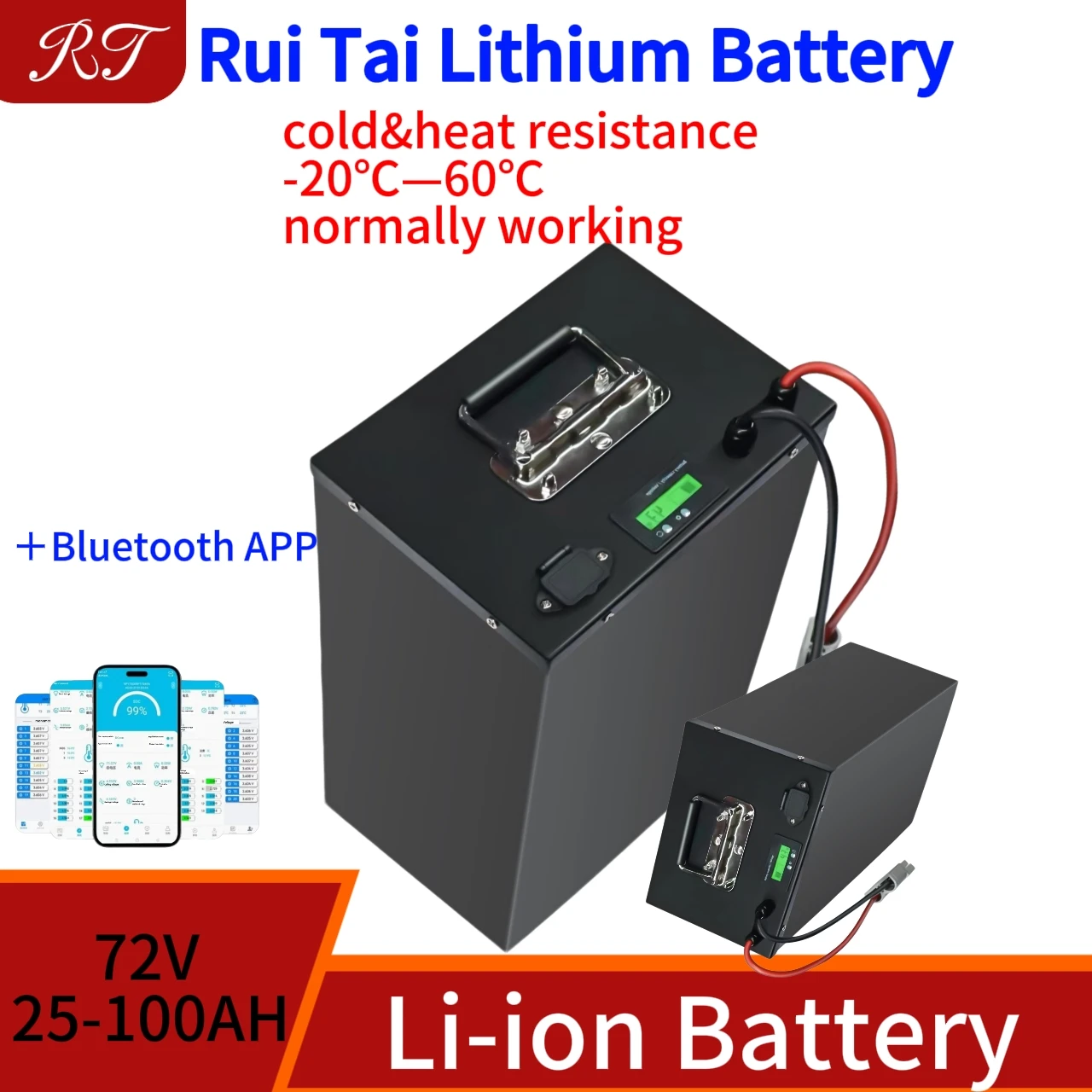 72V 25Ah 35Ah 45Ah 65Ah 80Ah 100Ah Lithium Ion Deep Cycles Battery for 1000W 2000W 3500W AGV Pedal Car Rickshaw Skateboard
72V 25Ah 35Ah 45Ah 65Ah 80Ah 100Ah Lithium Ion Deep Cycles Battery for 1000W 2000W 3500W AGV Pedal Car Rickshaw Skateboard