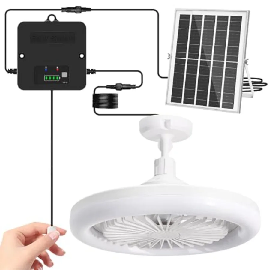 Solar Ceiling Fan with Light Indoor Outdoor Daytime Available Solar Shed Fan Light with Pull String 3-in- Modes IP65 Waterproof
Solar Ceiling Fan with Light Indoor Outdoor Daytime Available Solar Shed Fan Light with Pull String 3-in- Modes IP65 Waterproof