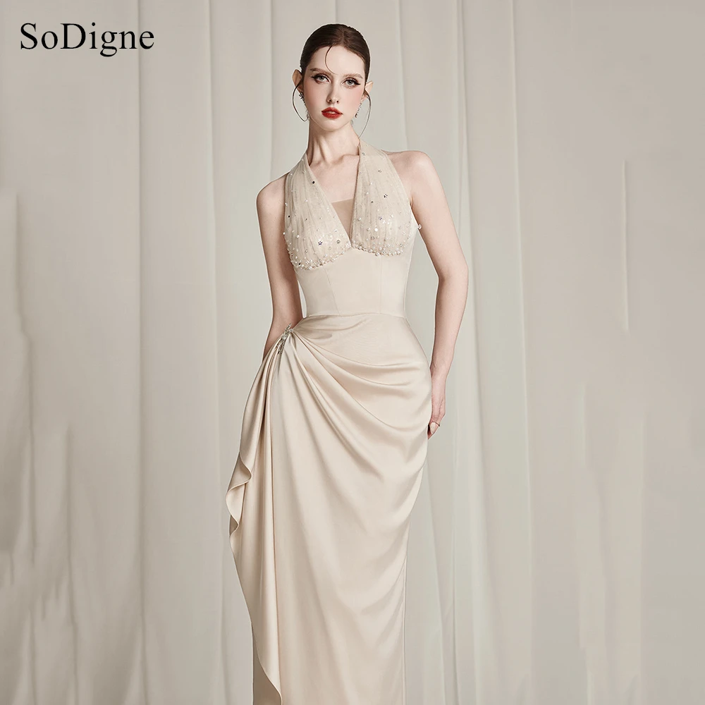 SoDigne Chic Satin Evening Dress Pleated V-Neck Beading Party Dresses High Waist-Cinching Ruched Slim Slit Prom Gowns Customized
SoDigne Chic Satin Evening Dress Pleated V-Neck Beading Party Dresses High Waist-Cinching Ruched Slim Slit Prom Gowns Customized