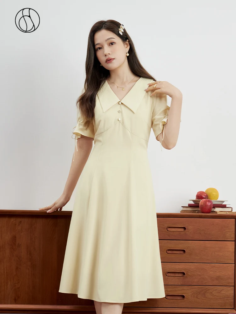 DUSHU French Light Yellow Waist Lapel Dress for Women Summer Chic Design Elegant High Waist Fresh Mid-length V-neck Dress Female
DUSHU French Light Yellow Waist Lapel Dress for Women Summer Chic Design Elegant High Waist Fresh Mid-length V-neck Dress Female