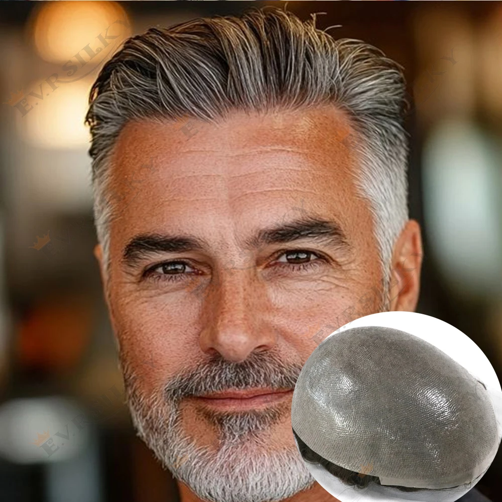 520# 1B80 Grey Blonde Male Wig Durable 0.06mm Thin Skin Invisible Hairline Men's Toupee Full Vloop Human Hair Replacement System
520# 1B80 Grey Blonde Male Wig Durable 0.06mm Thin Skin Invisible Hairline Men's Toupee Full Vloop Human Hair Replacement System