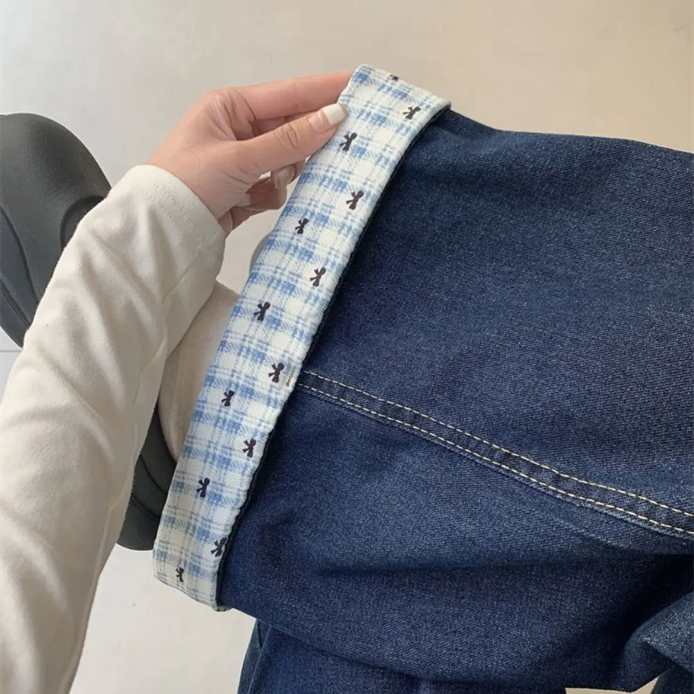 Sweet Straight Leg Jeans Bowknot High Waist Baggy Pants Women Plaid Patchwork Flared Trousers Casual Long Pants Women
Sweet Straight Leg Jeans Bowknot High Waist Baggy Pants Women Plaid Patchwork Flared Trousers Casual Long Pants Women