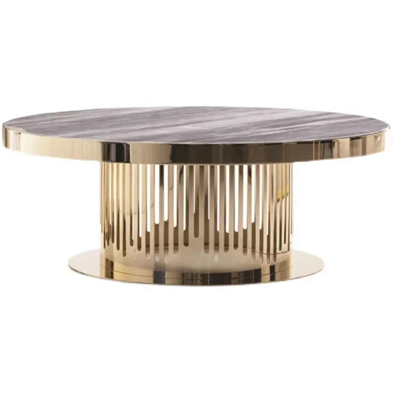 Italian light luxury stainless steel round slate coffee table combined with modern simple sofa side table
Italian light luxury stainless steel round slate coffee table combined with modern simple sofa side table
